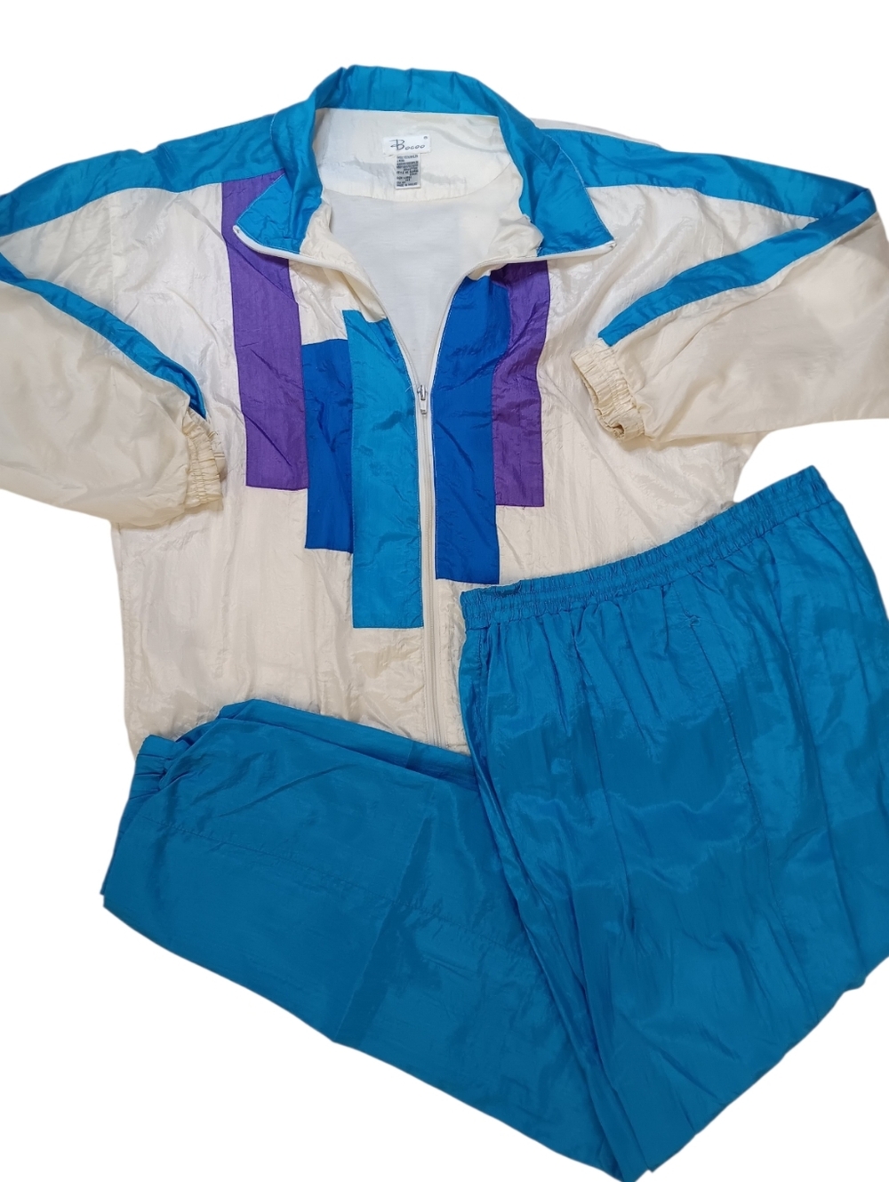 Vintage Blue & White Bocoo Colorblock Windbreaker Set - L